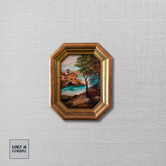 KLEINES ORIGINAL Ölgemälde auf Karton inkl. Rahmen | Landschaft / Natur / Italien | 11x14 cm