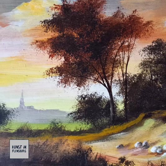 JOSEF WILK (1872-1948) | Romantische Landschaft | ORIGINAL Ölgemälde auf Holzplatte