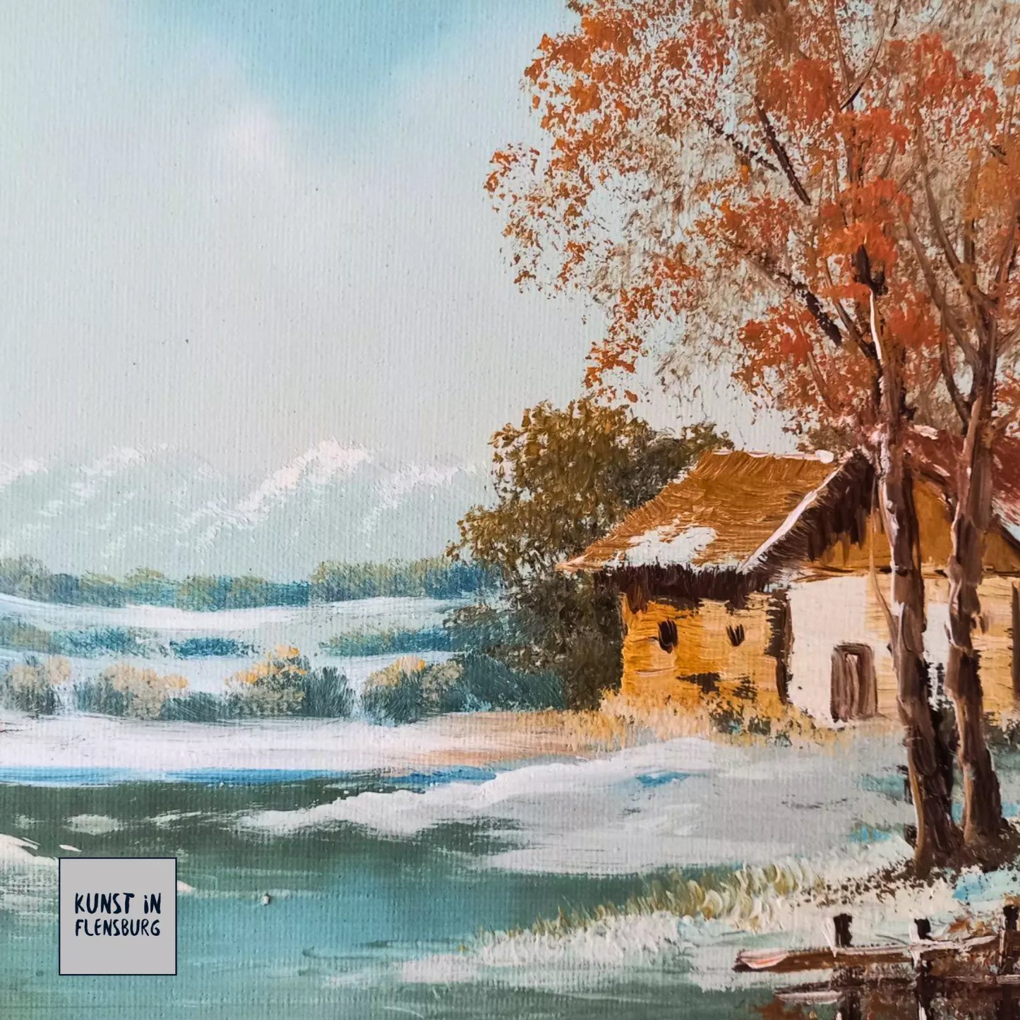 ORIGINAL Ölgemälde auf Leinwand inkl. Rahmen | Winter im Herbst / Landschaft / Natur | Signiert