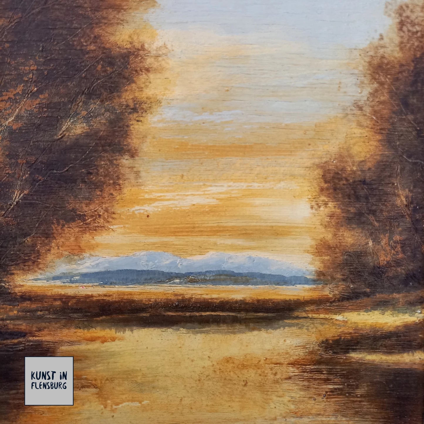 ORIGINAL Ölgemälde auf Holzplatte | Romantische Alpenlandschaft | Signiert: STADLER (München)