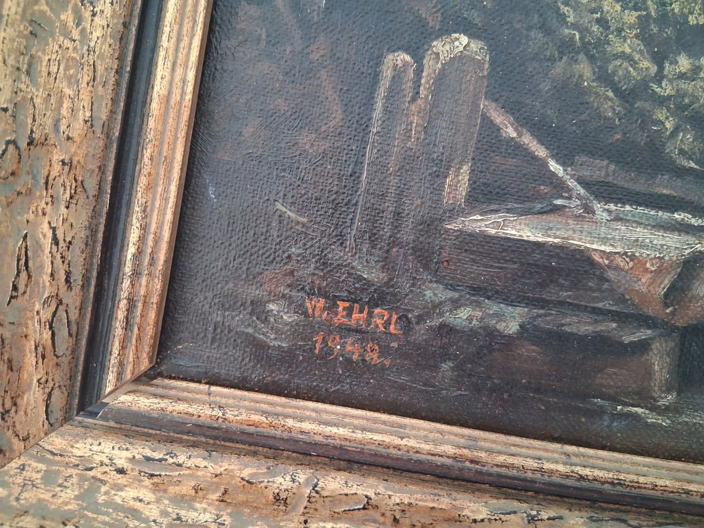 W. EHRL (1948) | Kapelle im Wald | ORIGINAL Ölgemälde auf Leinwand inkl. Rahmen | 51x33 cm