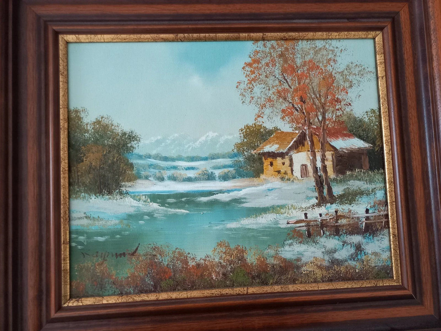 ORIGINAL Ölgemälde auf Leinwand inkl. Rahmen | Winter im Herbst / Landschaft / Natur | Signiert