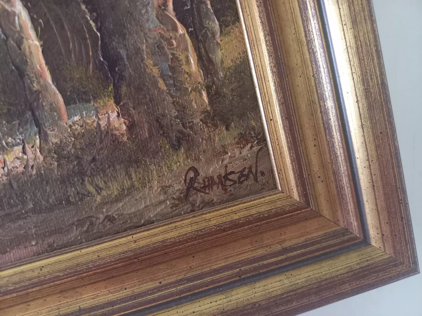 ORIGINAL Ölgemälde auf Leinwand inkl. Rahmen | Landschaft / Natur / Wald | Signiert: R. HANSEN