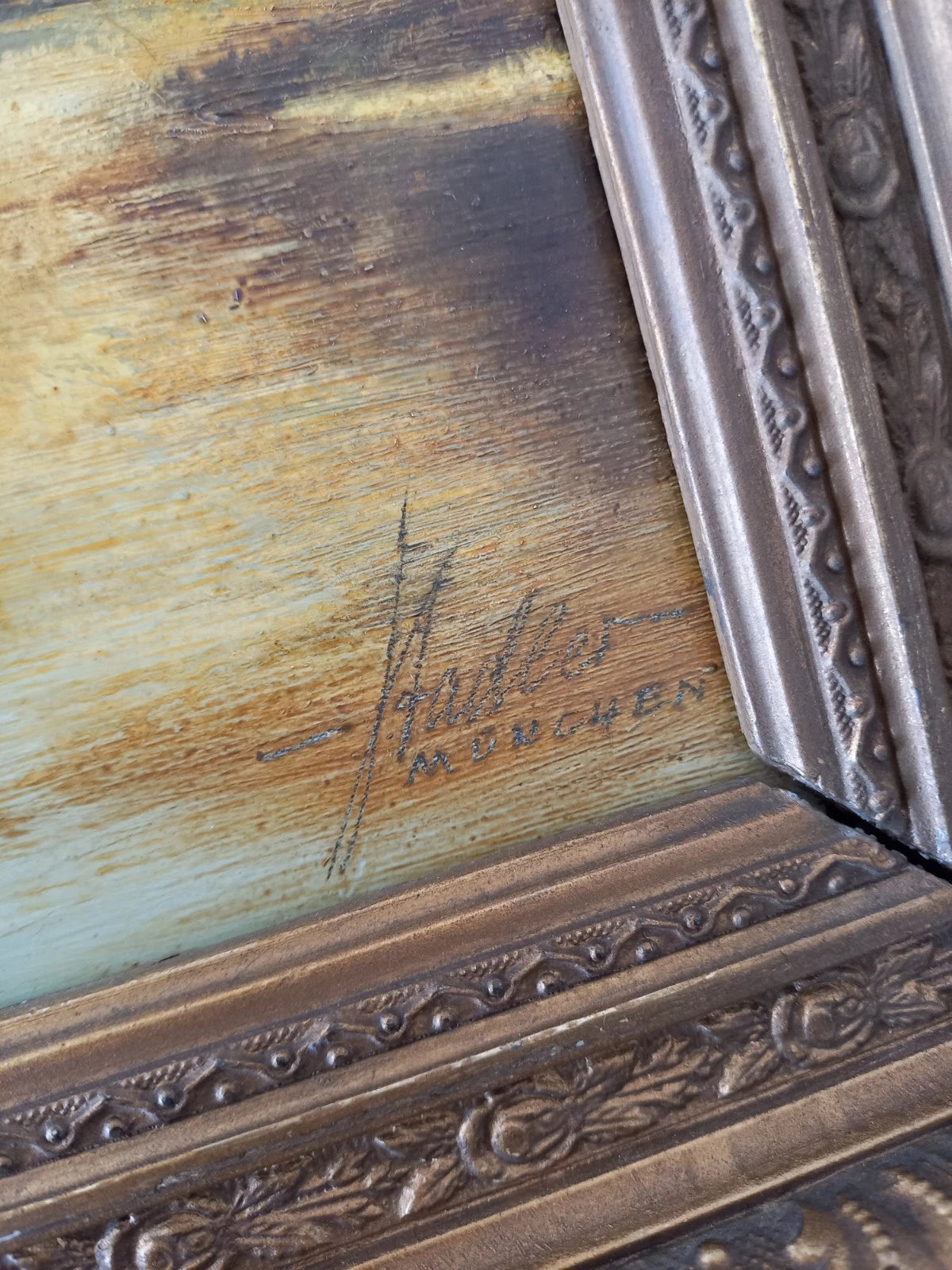 ORIGINAL Ölgemälde auf Holzplatte | Romantische Alpenlandschaft | Signiert: STADLER (München)