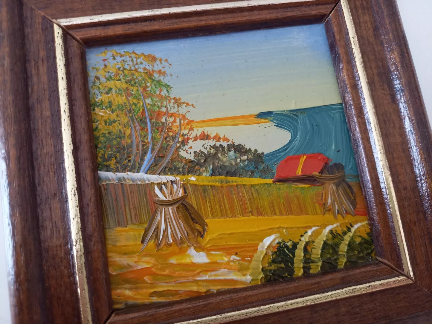 KLEINES ORIGINAL Ölgemälde auf Karton inkl. Holzrahmen | Landschaft / Natur | 11x11 cm