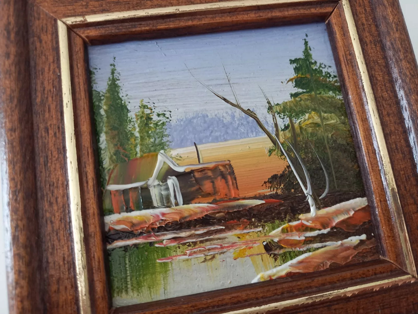 KLEINES ORIGINAL Ölgemälde auf Karton inkl. Holzrahmen | Landschaft / Natur | 11x11 cm