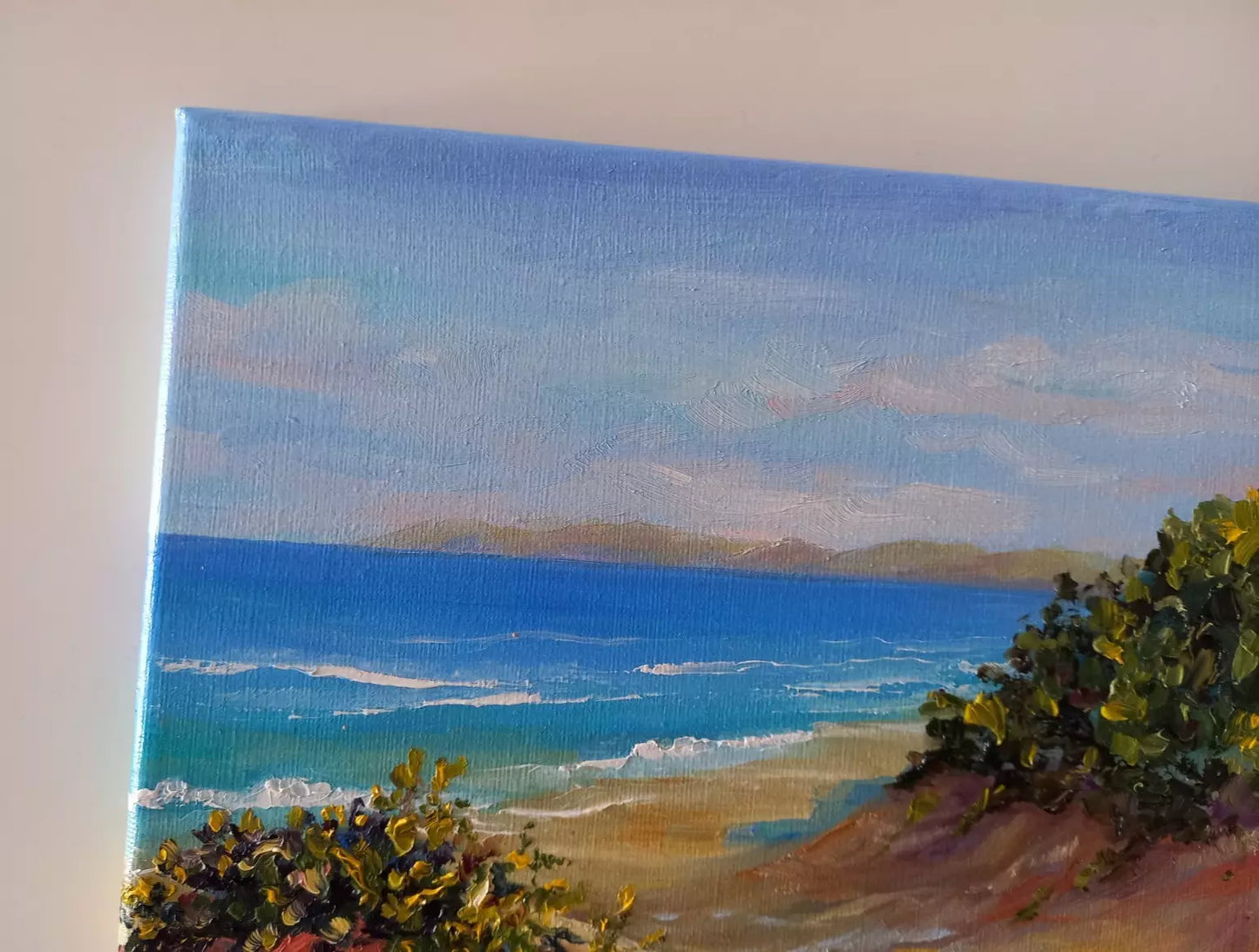 ORIGINAL Ölgemälde auf Leinwand | Strandgang / Meerblick / Landschaft | 30x24 cm | Signiert