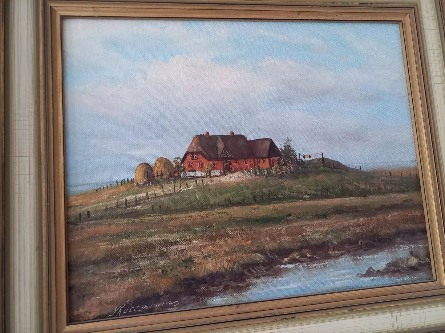 JULIUS KURZMANN (*1923) | Hallig / Landschaft | ORIGINAL Ölgemälde auf Leinwand inkl. Rahmen