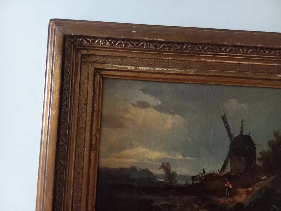 WILHELM KLEIN (1821-1897) | Landschaft mit Windmühle | ORIGINAL Ölgemälde auf Leinwand inkl. Rahmen