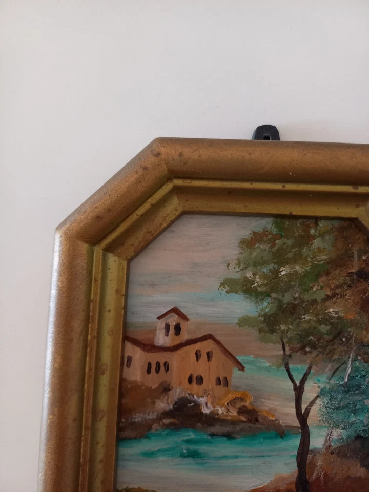 KLEINES ORIGINAL Ölgemälde auf Karton inkl. Rahmen | Landschaft / Natur / Italien | 11x14 cm