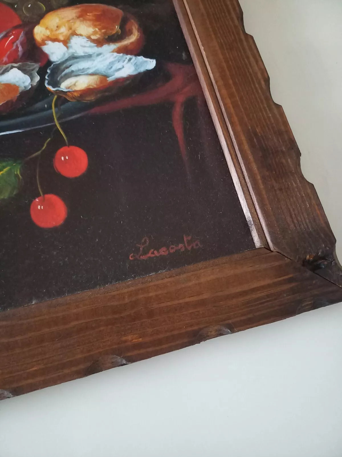 ORIGINAL Ölgemälde auf Karton inkl. Rahmen | Stillleben / Obstschale | Signiert: Lacosta