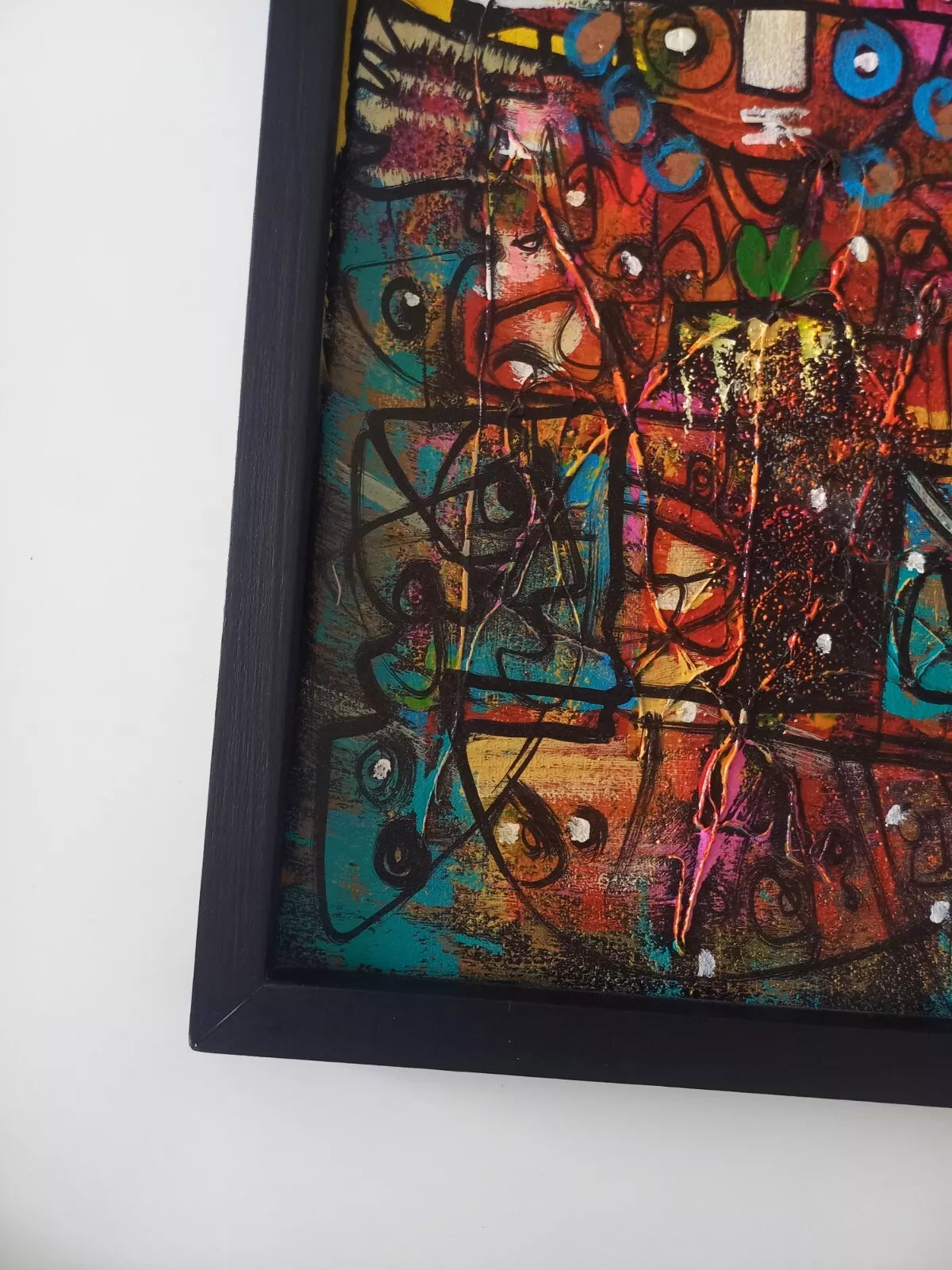 ORIGINAL Ölgemälde auf Karton inkl. Rahmen | Abstrakte / Moderne Kunst / Streetart | 30x40 cm