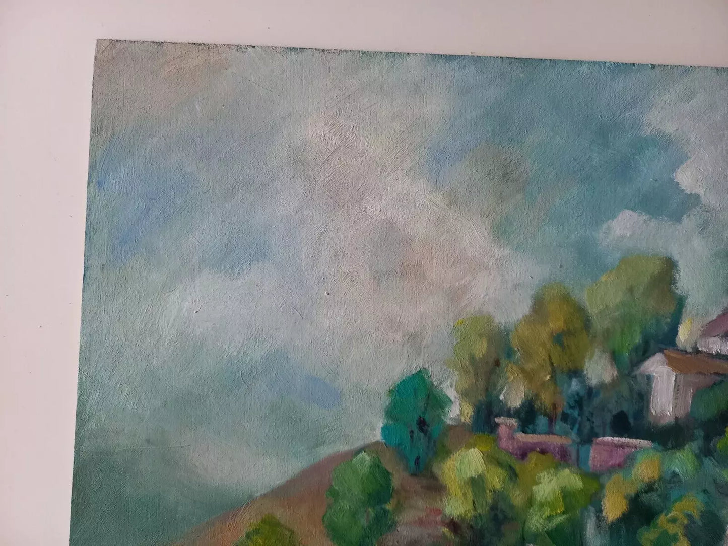 CARLES COMPTE (*1944) | Landschaft / Hügel / Kapelle | ORIGINAL Ölgemälde auf Holzplatte