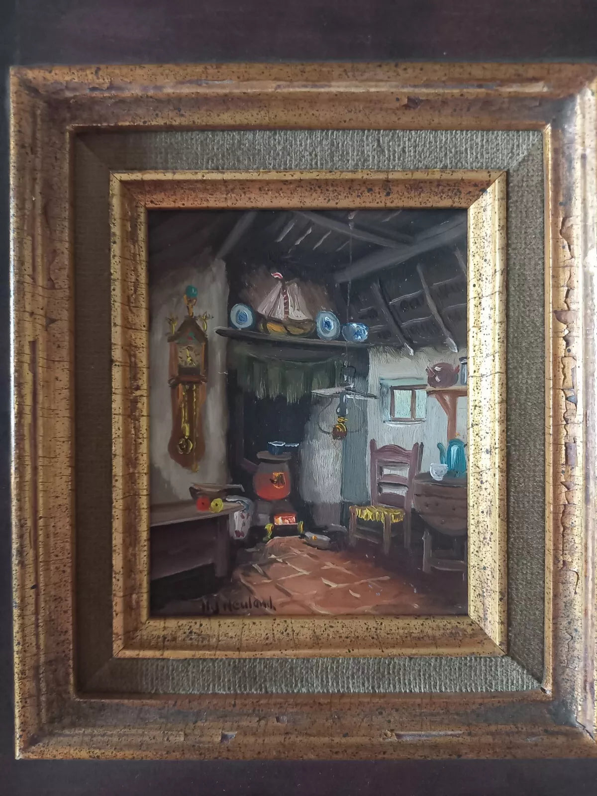 HENDRIK-JAN NEULAND (1928-2009) | Bäuerliches Interieur | ORIGINAL Ölgemälde inkl. Rahmen