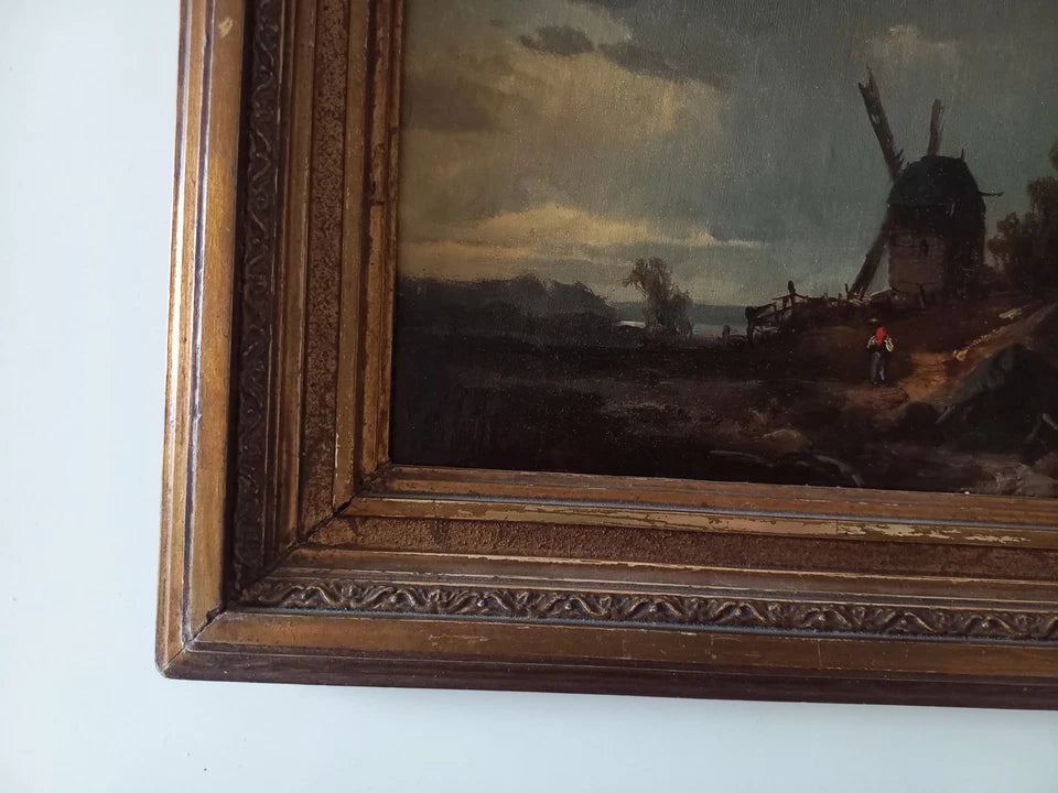 WILHELM KLEIN (1821-1897) | Landschaft mit Windmühle | ORIGINAL Ölgemälde auf Leinwand inkl. Rahmen