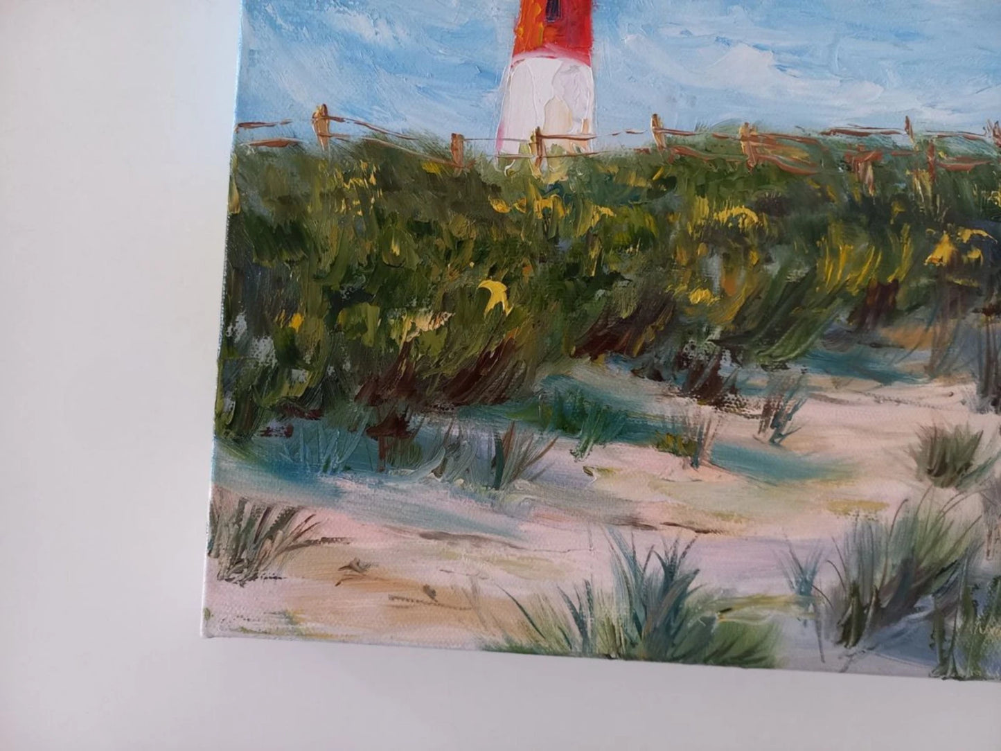 ORIGINAL Ölgemälde auf Leinwand | Leuchtturm / Landschaft / Natur | 30x30 cm | Signiert