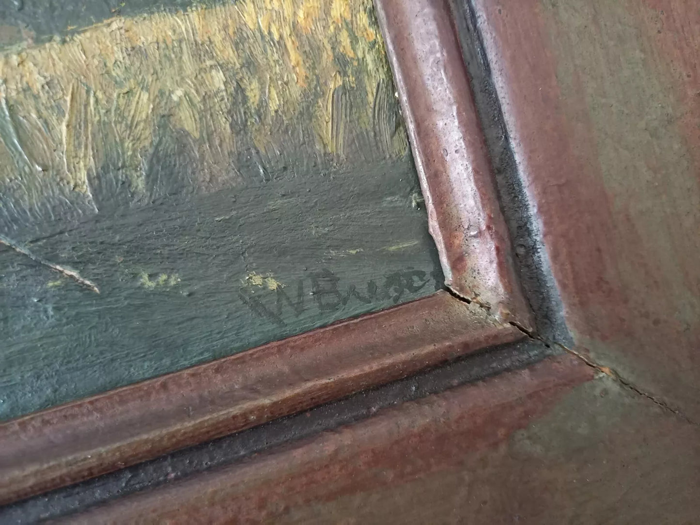 ORIGINAL Ölgemälde auf Leinwand inkl. Rahmen | Landschaft / Windmühle | 44x34 cm | Signiert