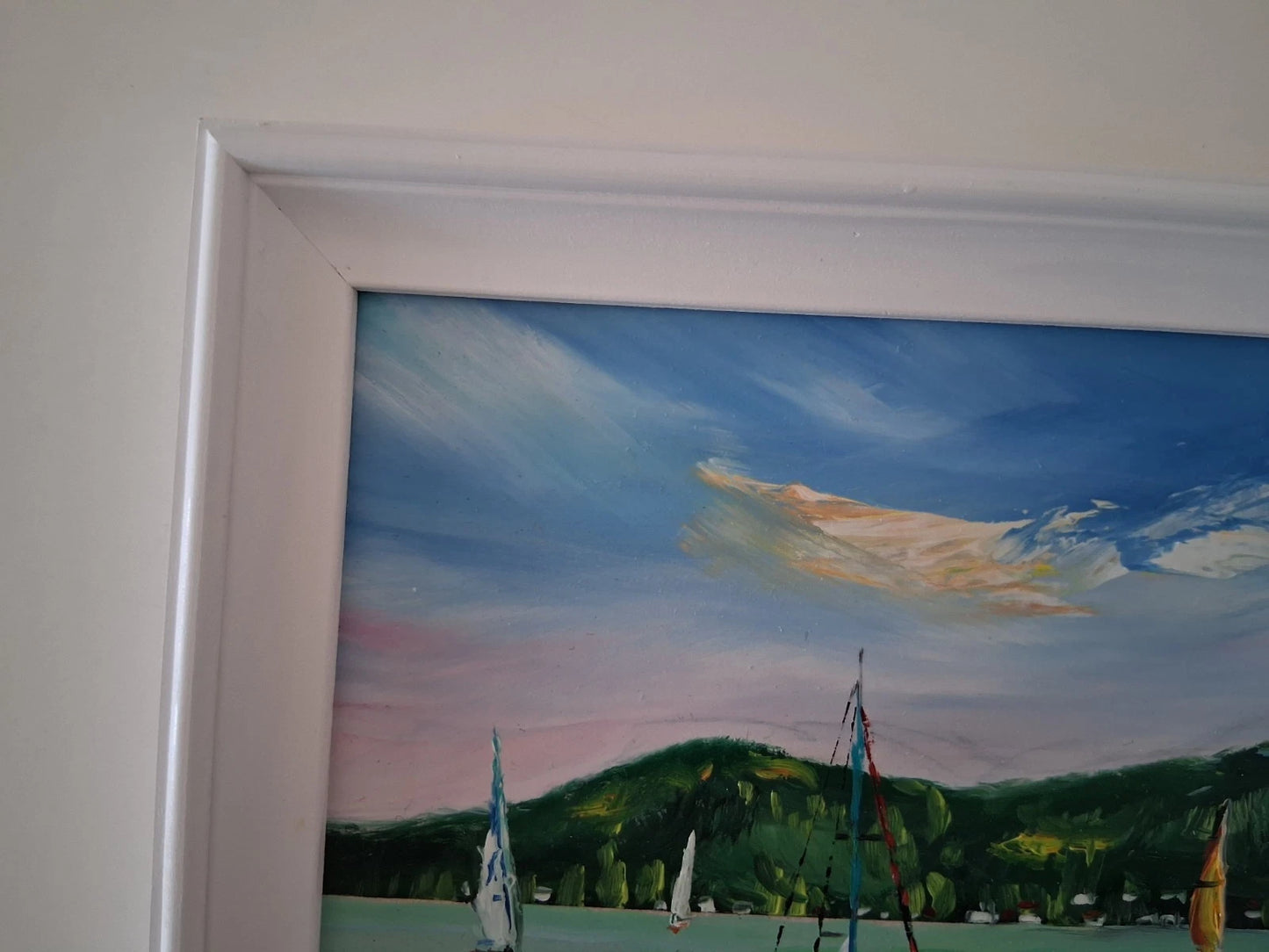 PAPP TÜNDE | Segelboote / Balaton / Tihany / Ungarn | ORIGINAL Ölgemälde auf Karton inkl. Rahmen