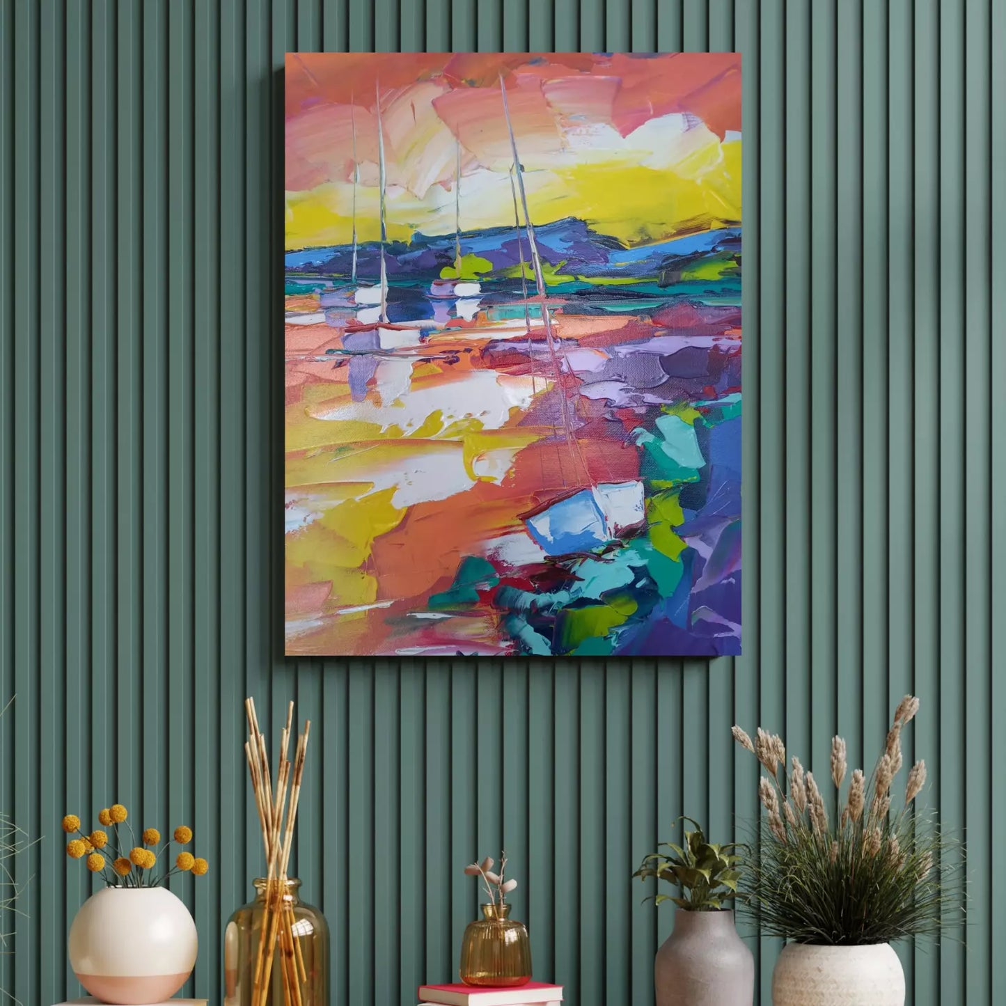 OLIVIER PFLEGER (*1967) | Segelboote / Abstrakte Kunst | ORIGINAL Ölgemälde auf Leinwand