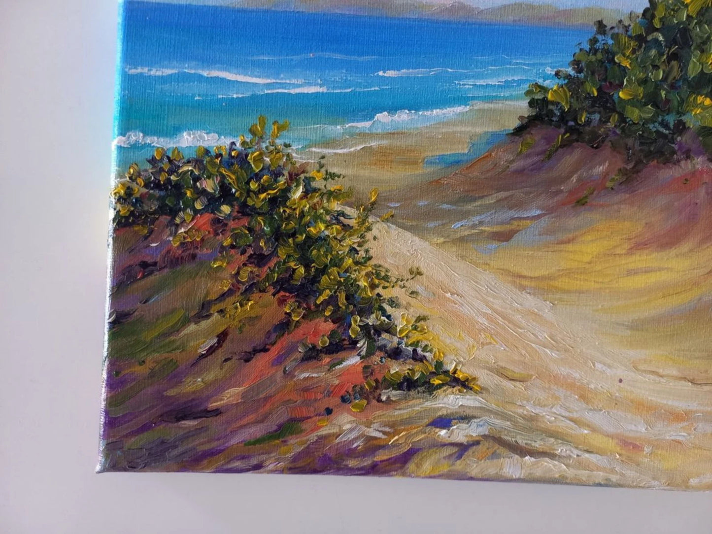 ORIGINAL Ölgemälde auf Leinwand | Strandgang / Meerblick / Landschaft | 30x24 cm | Signiert