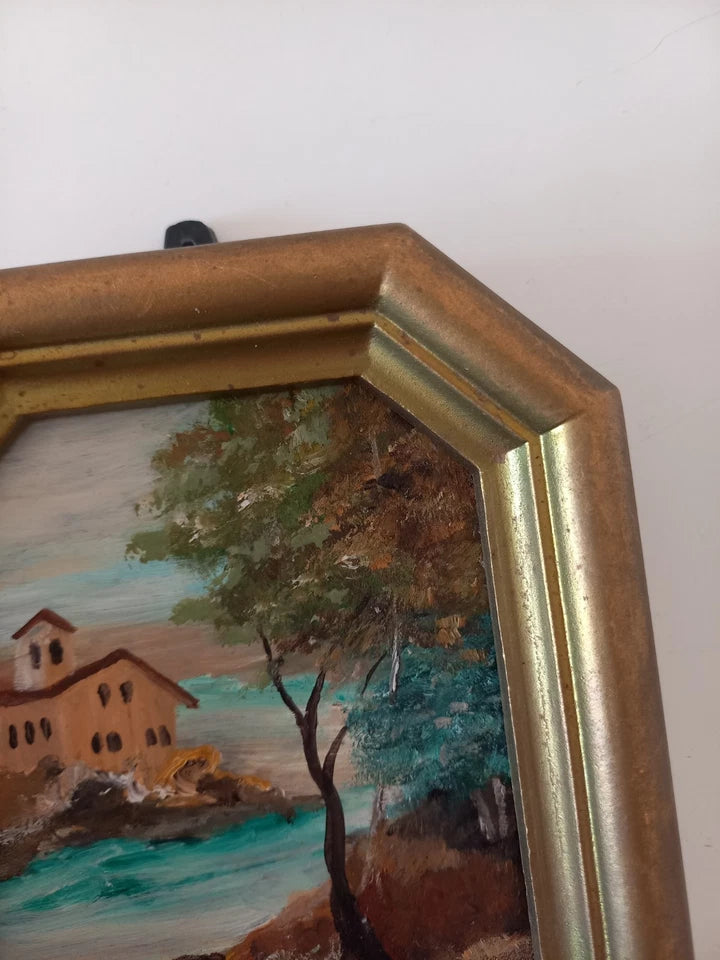 KLEINES ORIGINAL Ölgemälde auf Karton inkl. Rahmen | Landschaft / Natur / Italien | 11x14 cm