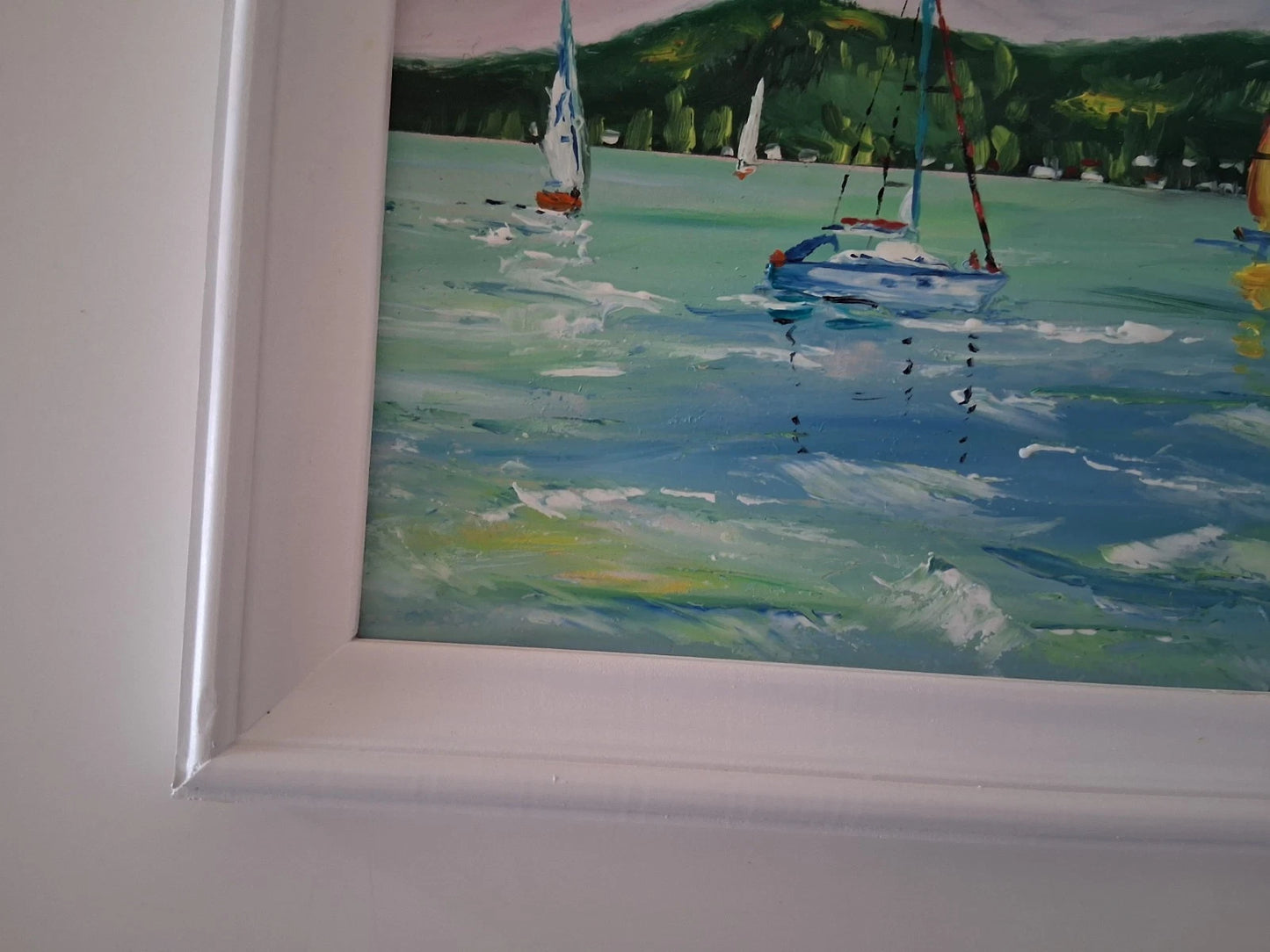 PAPP TÜNDE | Segelboote / Balaton / Tihany / Ungarn | ORIGINAL Ölgemälde auf Karton inkl. Rahmen