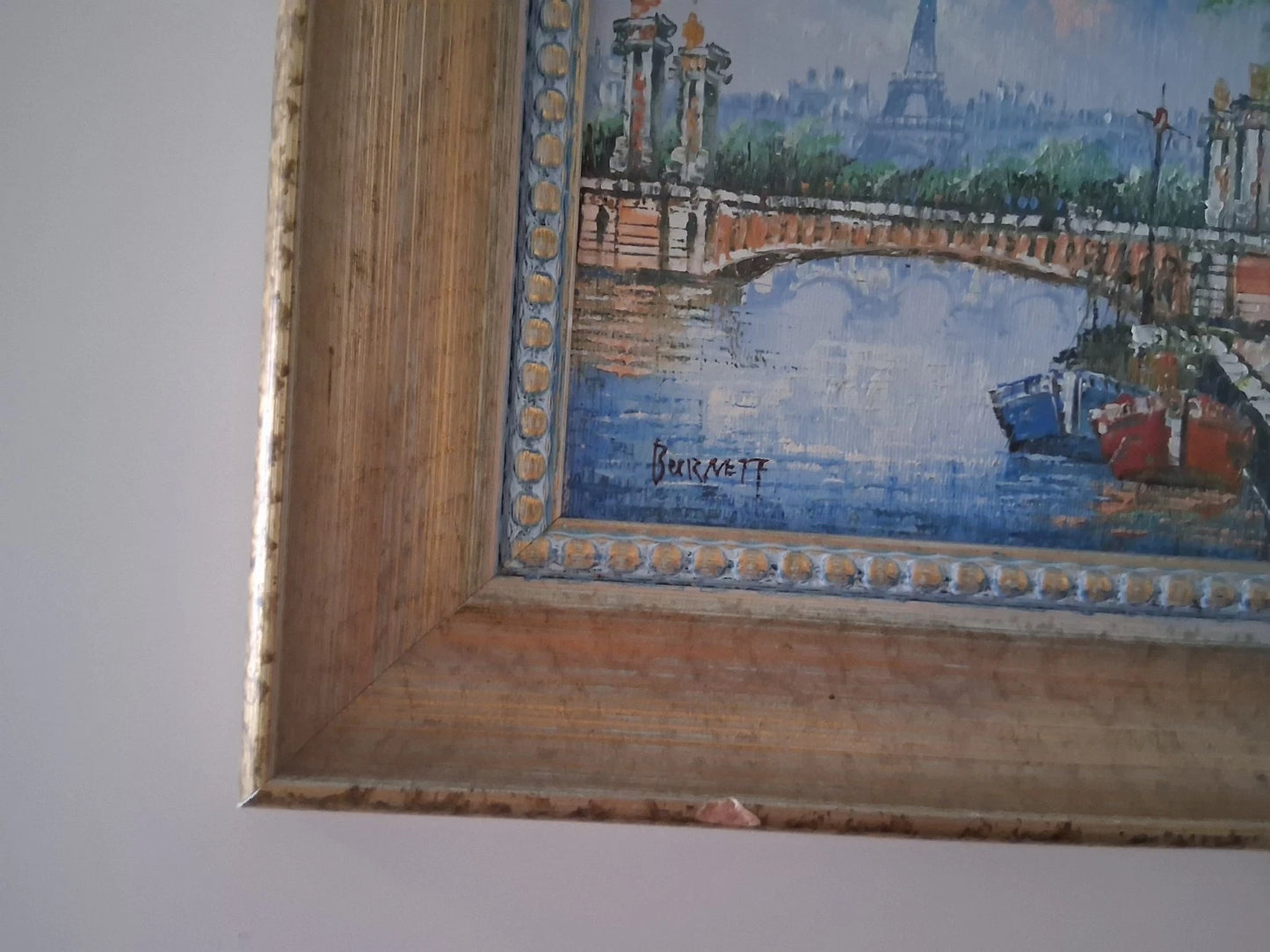 CAROLINE C. BURNETT | Eiffelturm / Paris / Stadtszene | ORIGINAL Ölgemälde auf Karton inkl. Rahmen