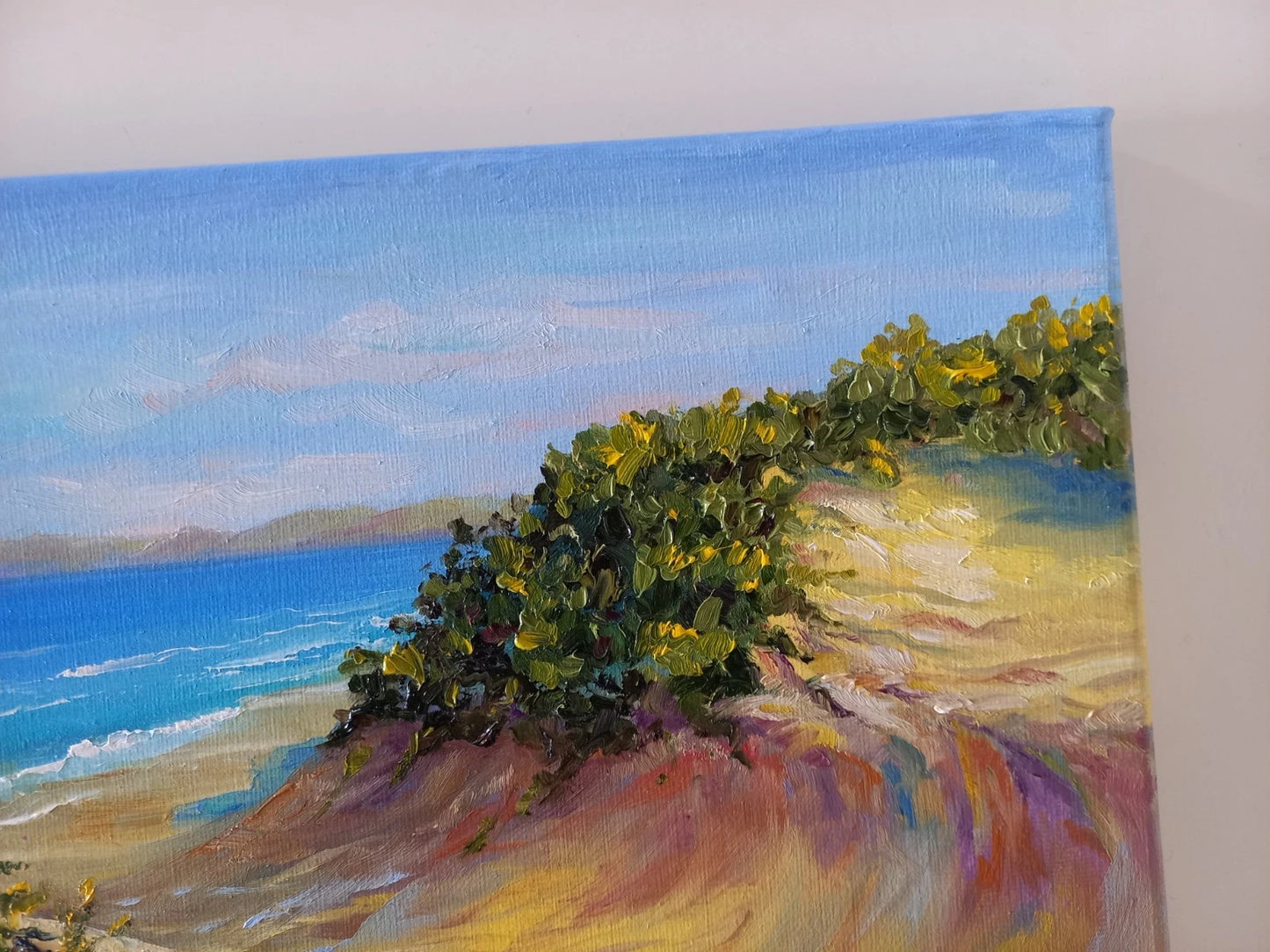 ORIGINAL Ölgemälde auf Leinwand | Strandgang / Meerblick / Landschaft | 30x24 cm | Signiert