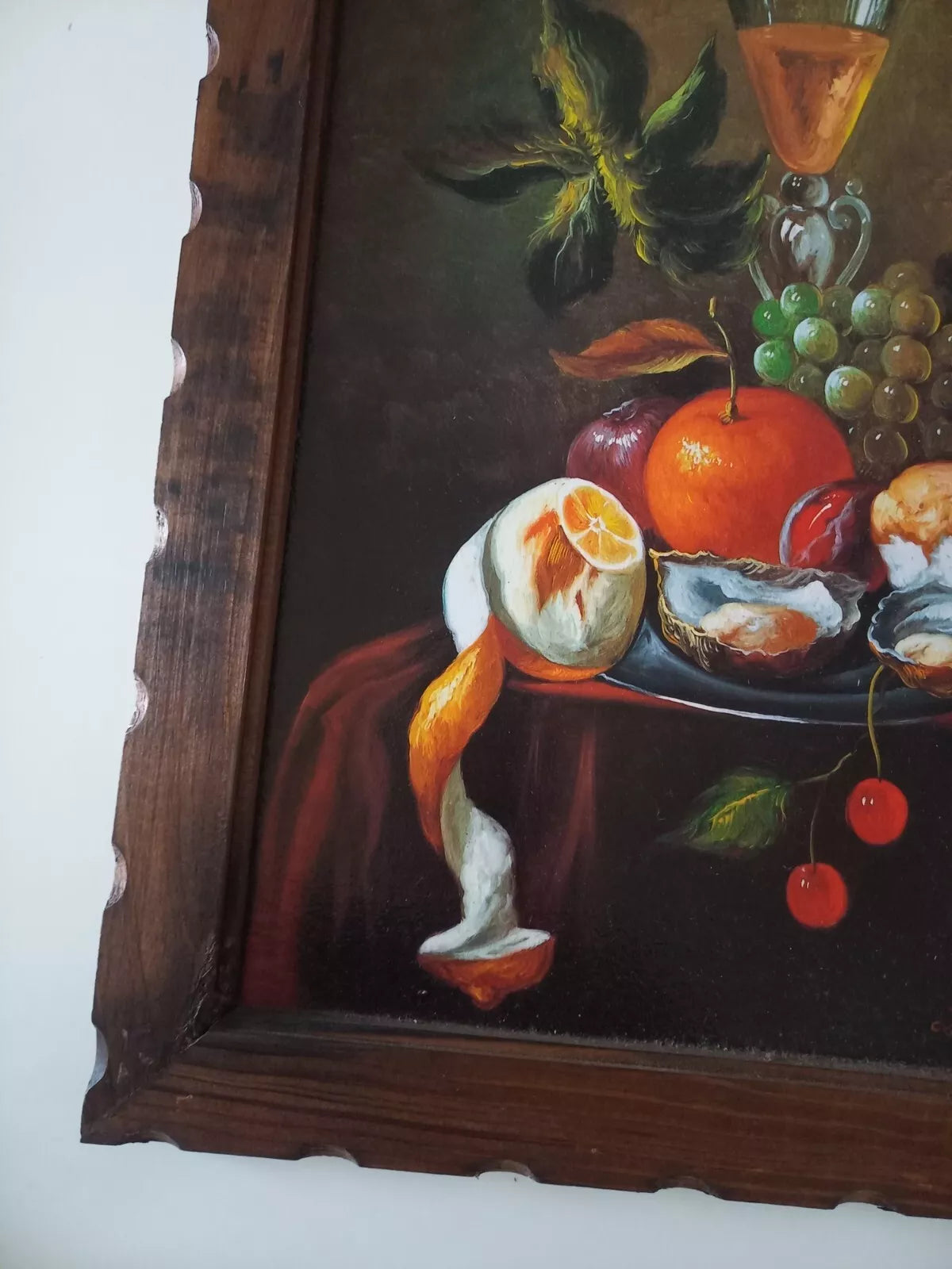 ORIGINAL Ölgemälde auf Karton inkl. Rahmen | Stillleben / Obstschale | Signiert: Lacosta