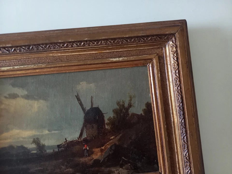WILHELM KLEIN (1821-1897) | Landschaft mit Windmühle | ORIGINAL Ölgemälde auf Leinwand inkl. Rahmen