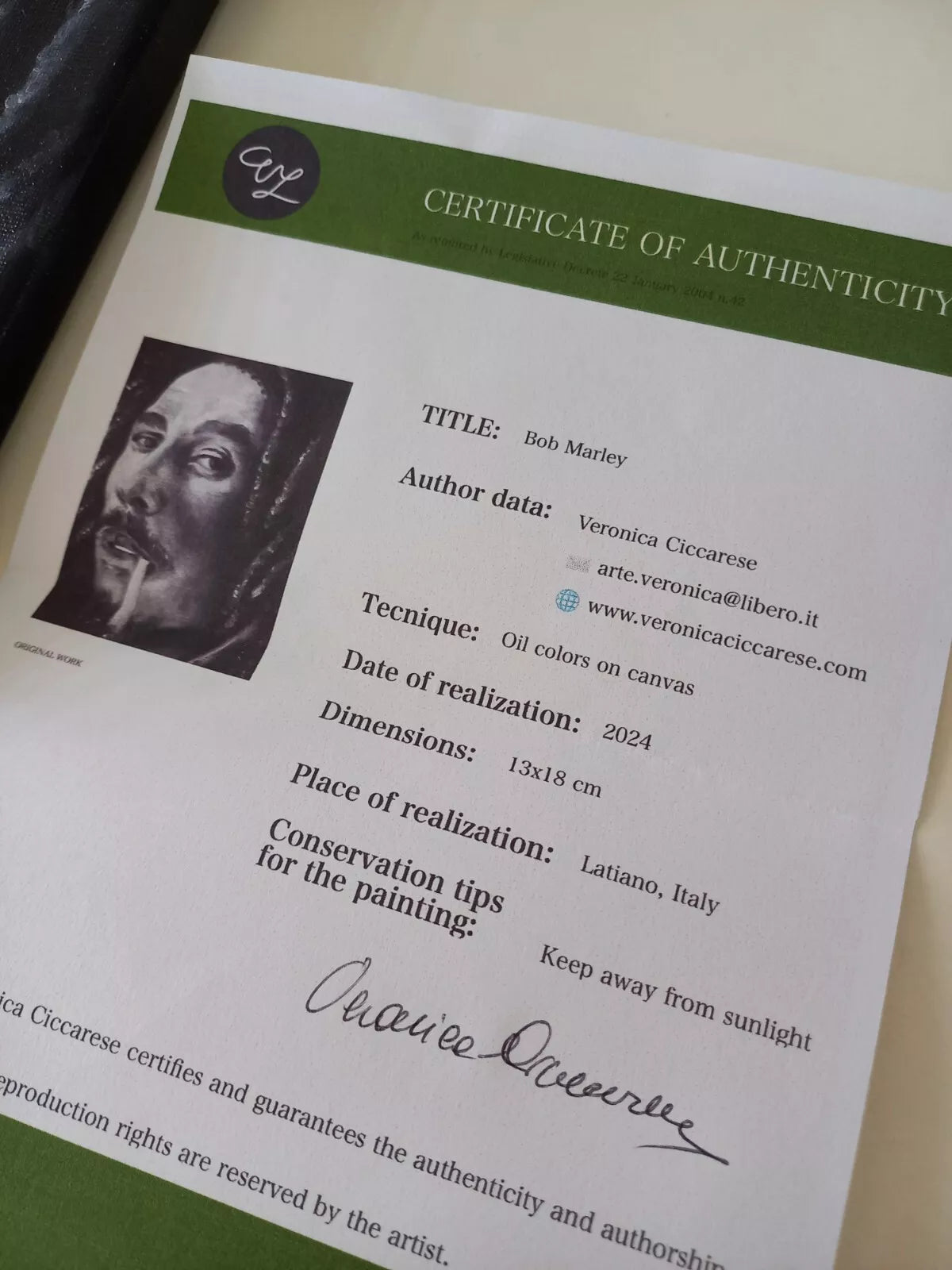 VERONICA CICCARESE | Portrait / Bob Marley | ORIGINAL Ölgemälde auf Leinwand (2024)
