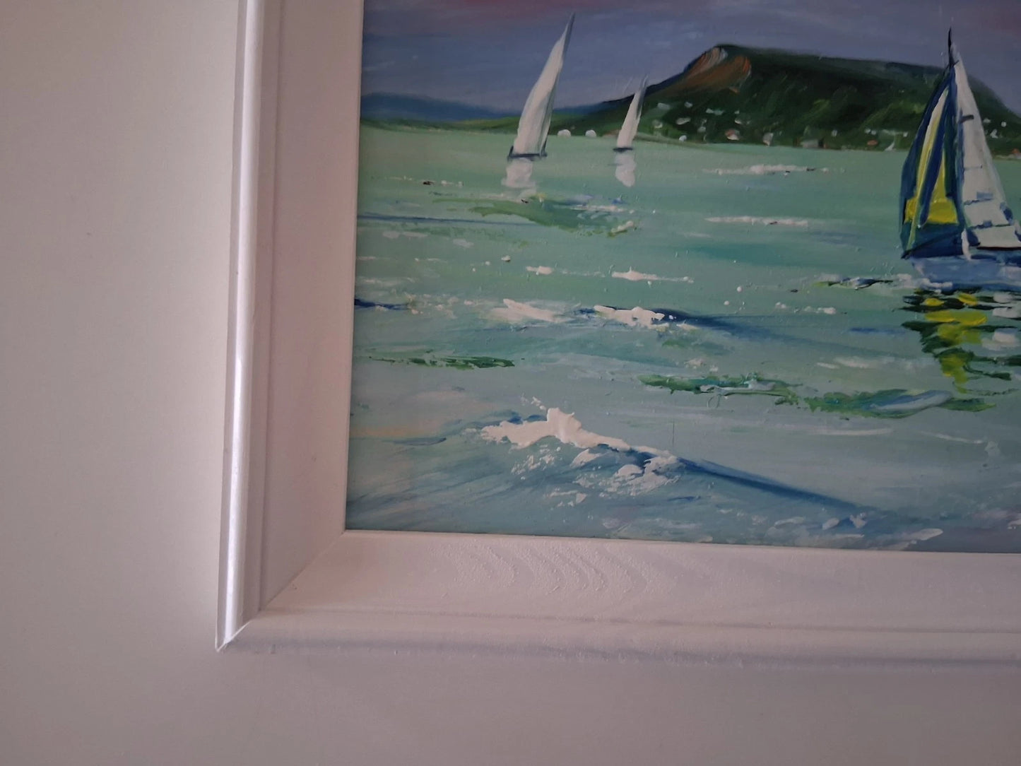 PAPP TÜNDE | Segelboote / Landschaft / Balaton / Ungarn | ORIGINAL Ölgemälde auf Karton inkl. Rahmen