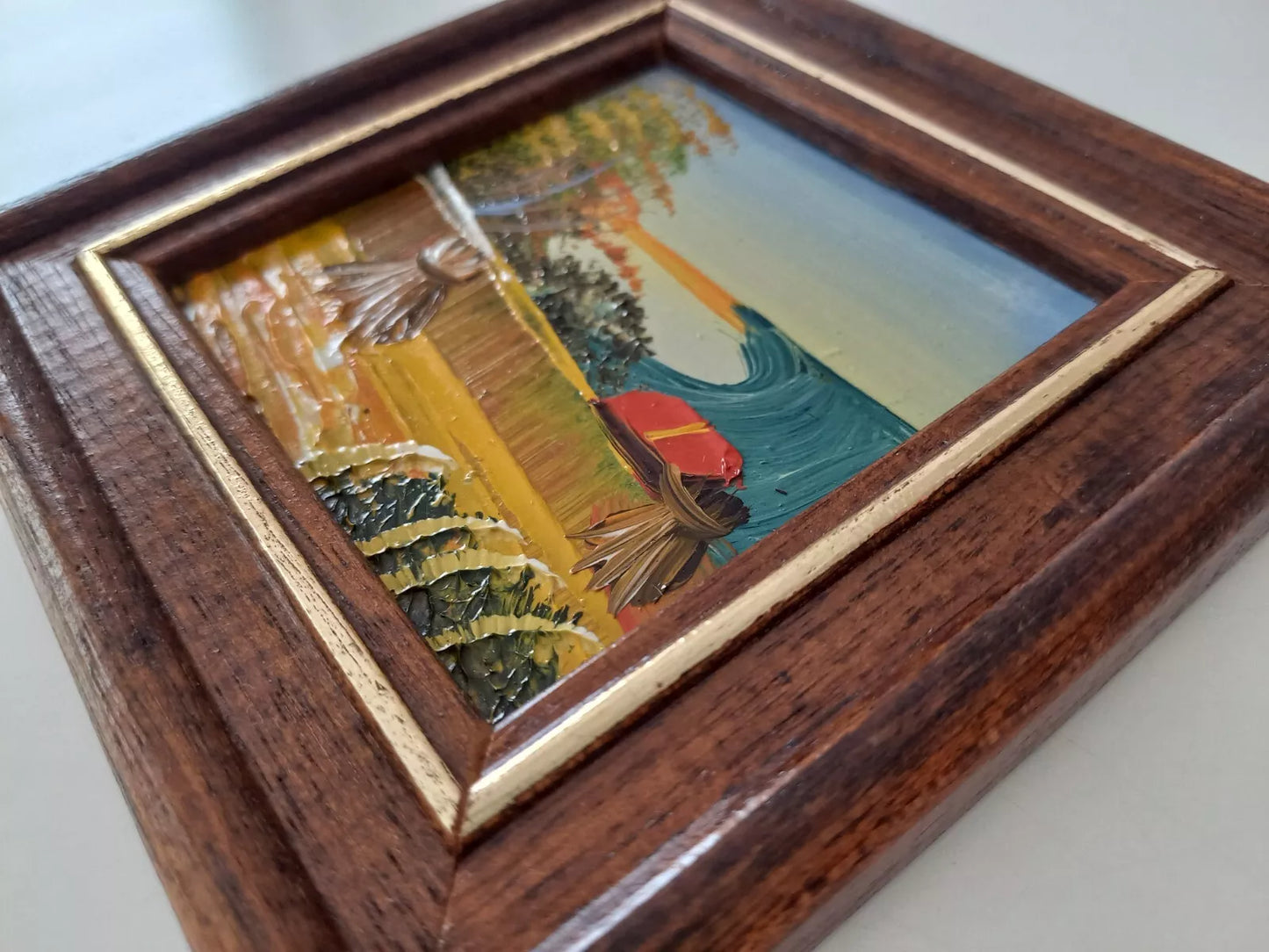KLEINES ORIGINAL Ölgemälde auf Karton inkl. Holzrahmen | Landschaft / Natur | 11x11 cm