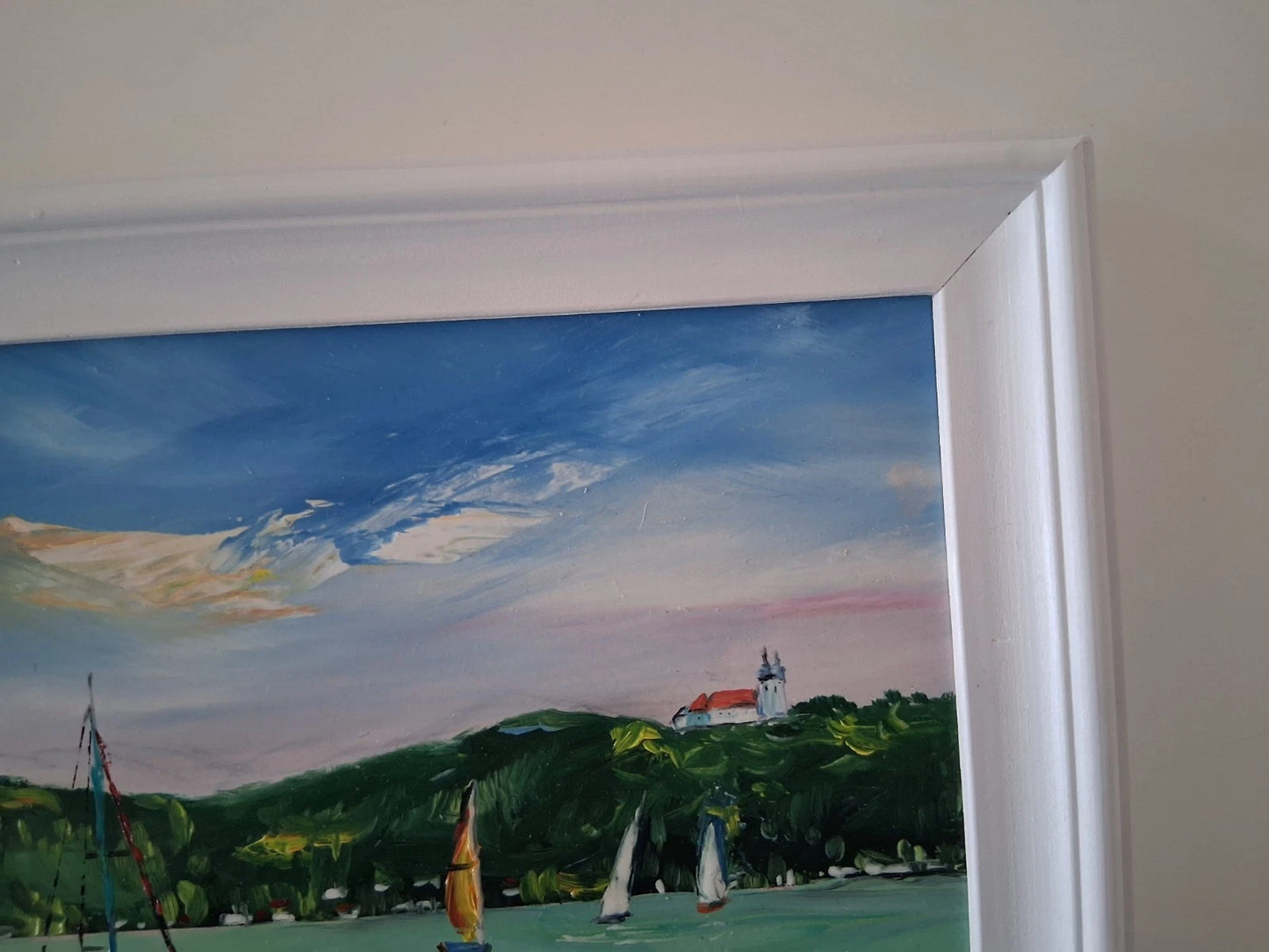 PAPP TÜNDE | Segelboote / Balaton / Tihany / Ungarn | ORIGINAL Ölgemälde auf Karton inkl. Rahmen