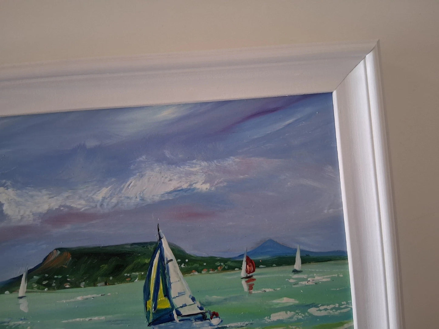 PAPP TÜNDE | Segelboote / Landschaft / Balaton / Ungarn | ORIGINAL Ölgemälde auf Karton inkl. Rahmen