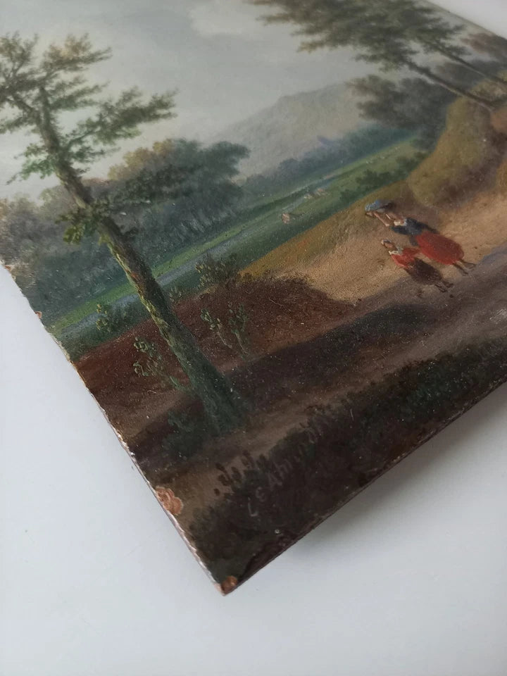 CARL EDUARD AHRENDTS (1822-1898) | Bewaldeter Landweg | ORIGINAL Ölgemälde auf Holzplatte