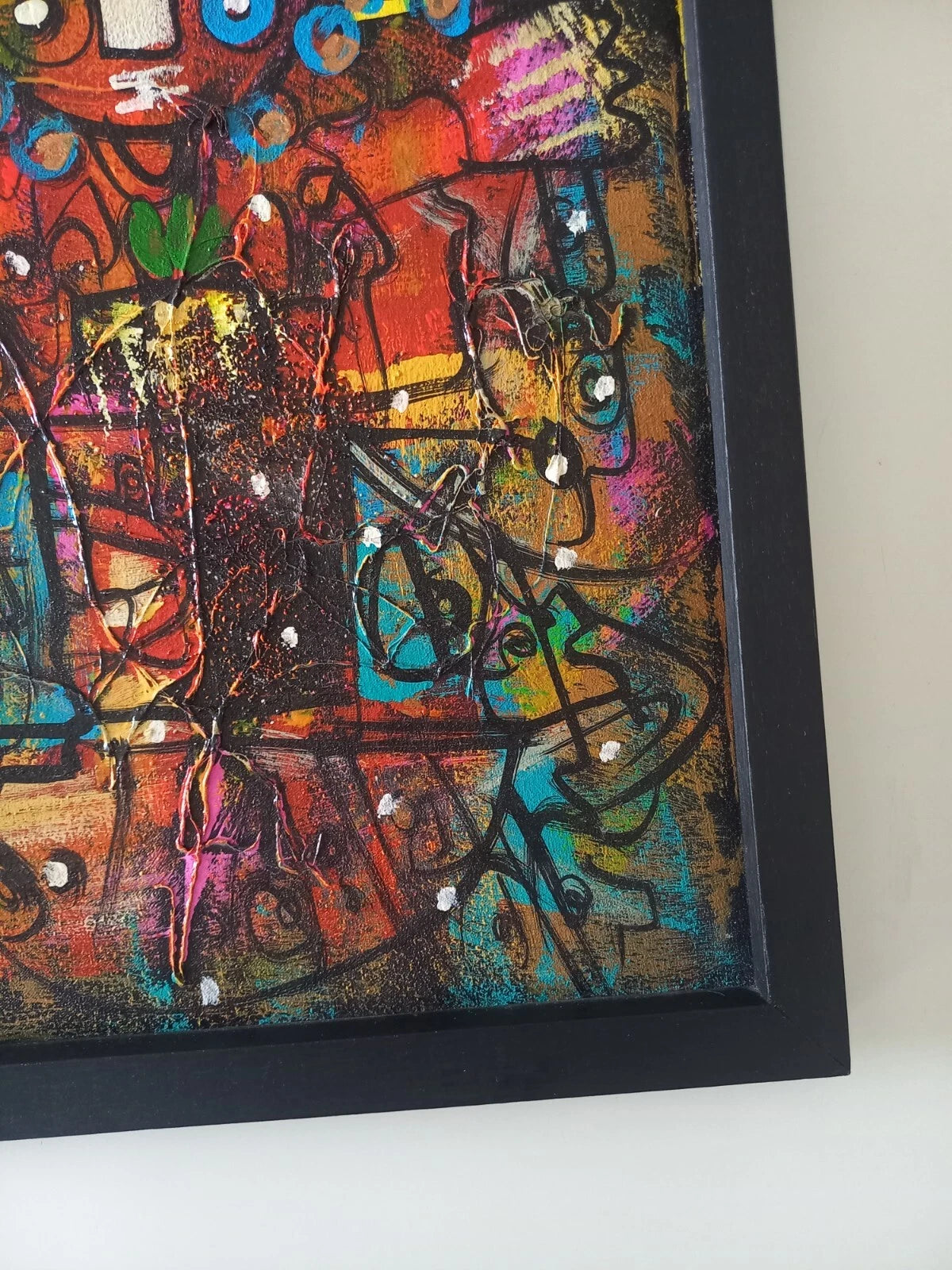 ORIGINAL Ölgemälde auf Karton inkl. Rahmen | Abstrakte / Moderne Kunst / Streetart | 30x40 cm