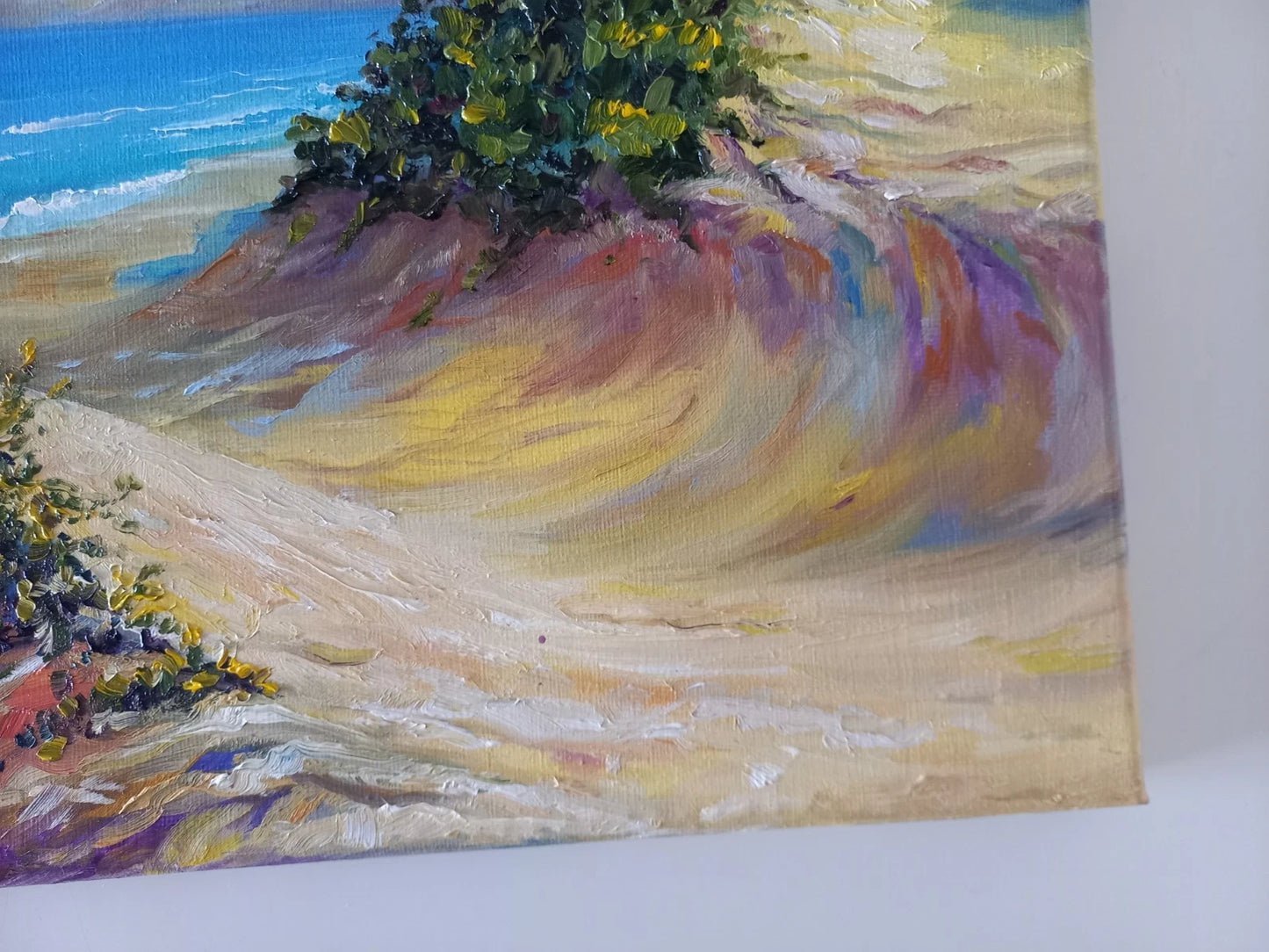 ORIGINAL Ölgemälde auf Leinwand | Strandgang / Meerblick / Landschaft | 30x24 cm | Signiert