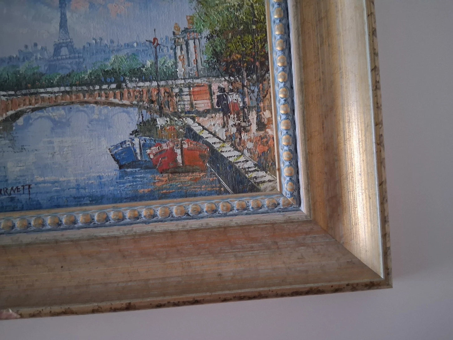 CAROLINE C. BURNETT | Eiffelturm / Paris / Stadtszene | ORIGINAL Ölgemälde auf Karton inkl. Rahmen