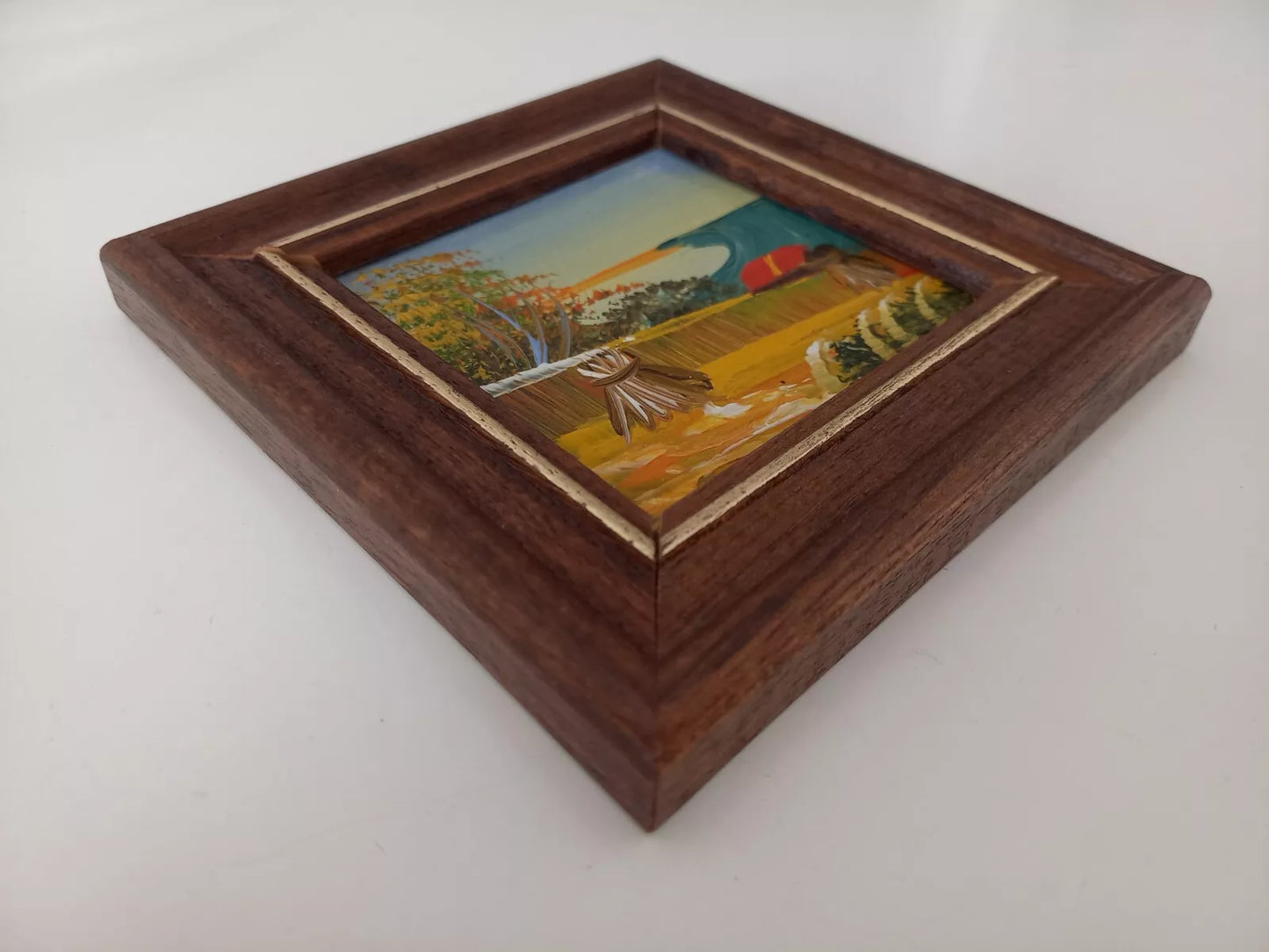 KLEINES ORIGINAL Ölgemälde auf Karton inkl. Holzrahmen | Landschaft / Natur | 11x11 cm