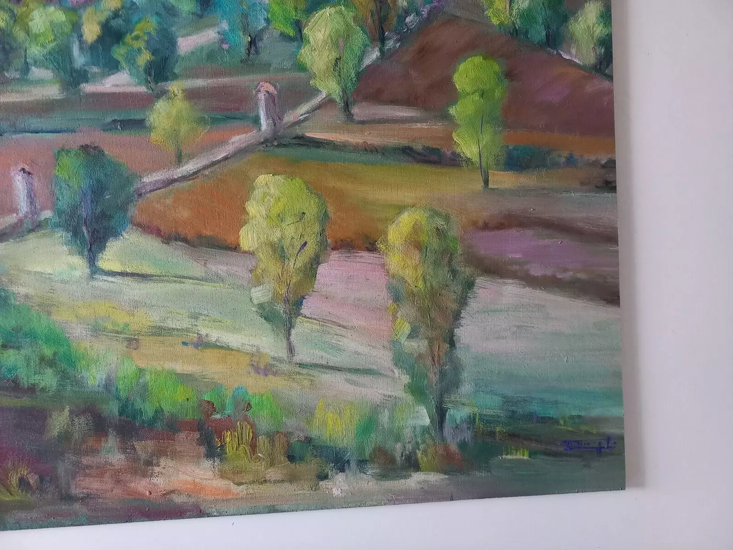 CARLES COMPTE (*1944) | Landschaft / Hügel / Kapelle | ORIGINAL Ölgemälde auf Holzplatte