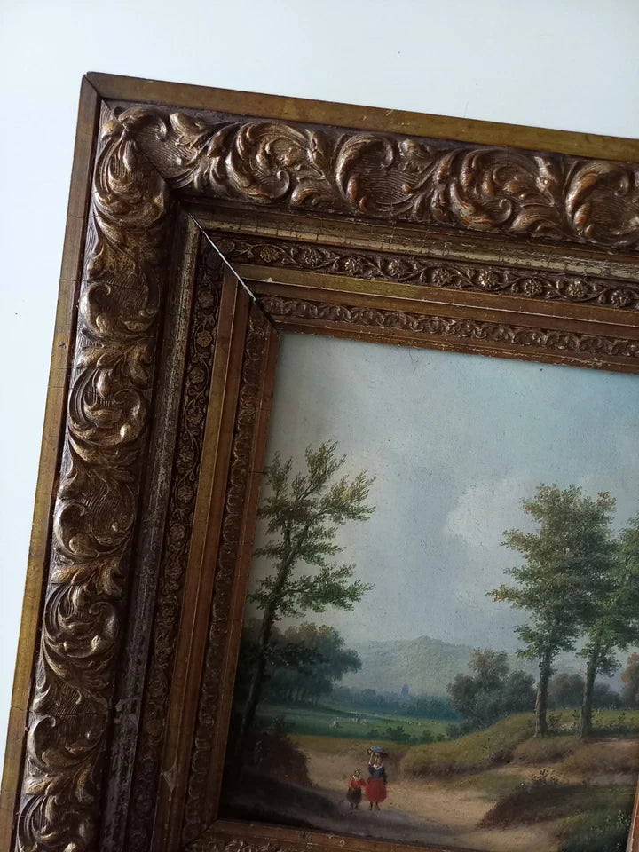 CARL EDUARD AHRENDTS (1822-1898) | Bewaldeter Landweg | ORIGINAL Ölgemälde auf Holzplatte