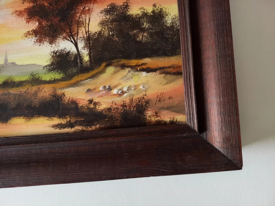 JOSEF WILK (1872-1948) | Romantische Landschaft | ORIGINAL Ölgemälde auf Holzplatte