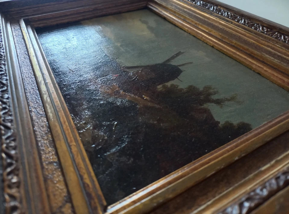 WILHELM KLEIN (1821-1897) | Landschaft mit Windmühle | ORIGINAL Ölgemälde auf Leinwand inkl. Rahmen