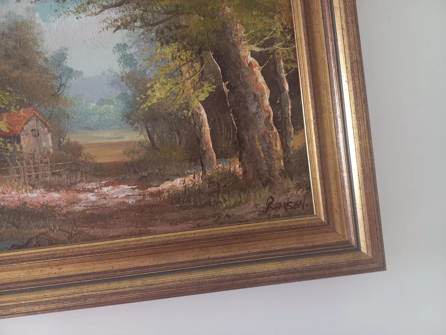 ORIGINAL Ölgemälde auf Leinwand inkl. Rahmen | Landschaft / Natur / Wald | Signiert: R. HANSEN