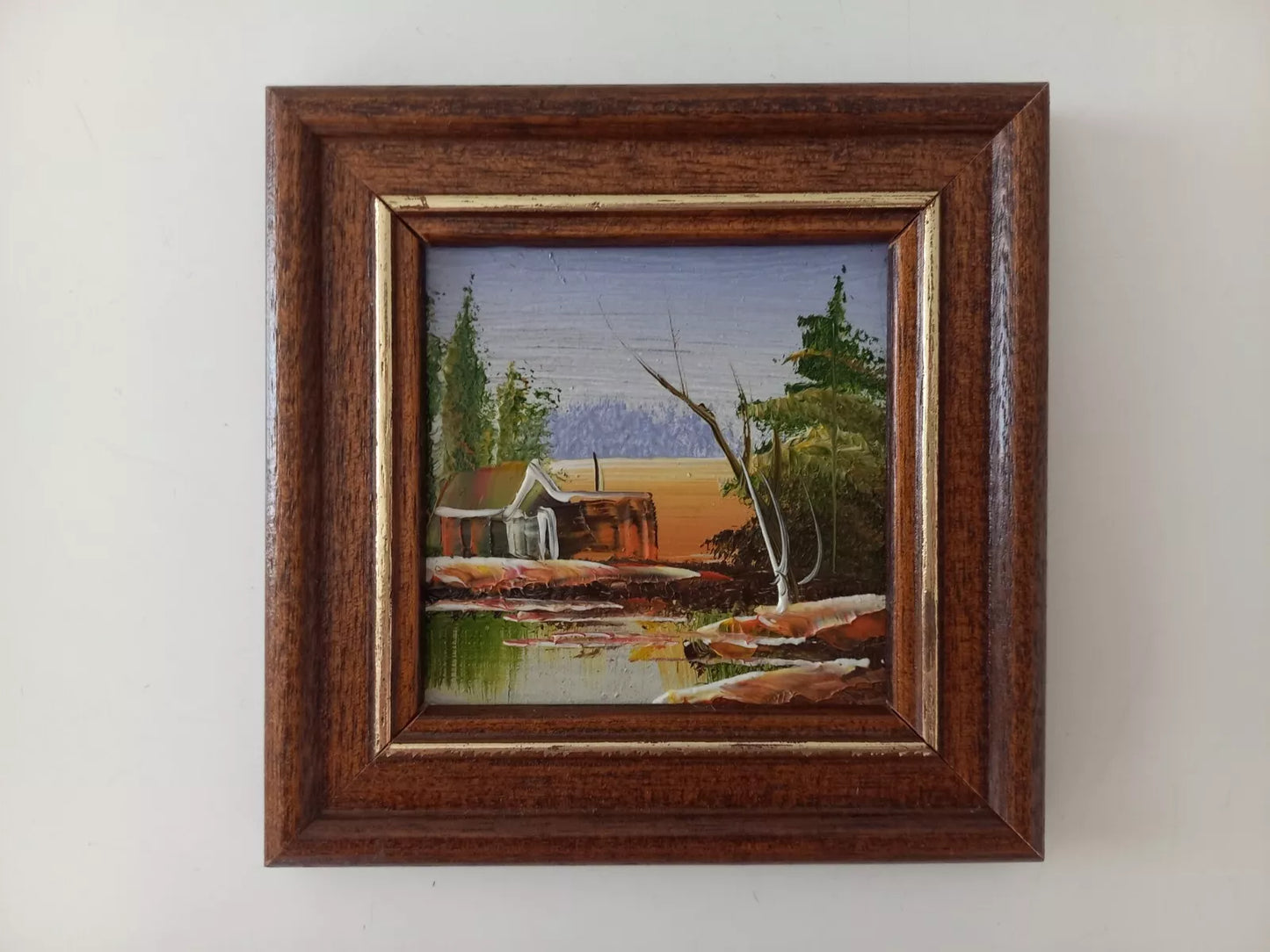 KLEINES ORIGINAL Ölgemälde auf Karton inkl. Holzrahmen | Landschaft / Natur | 11x11 cm