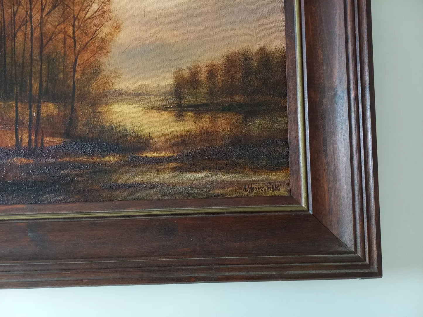 ANDRZEJ SKARZYNSKI | Fluss / Herbstlandschaft | ORIGINAL Ölgemälde auf Leinwand inkl. Rahmen