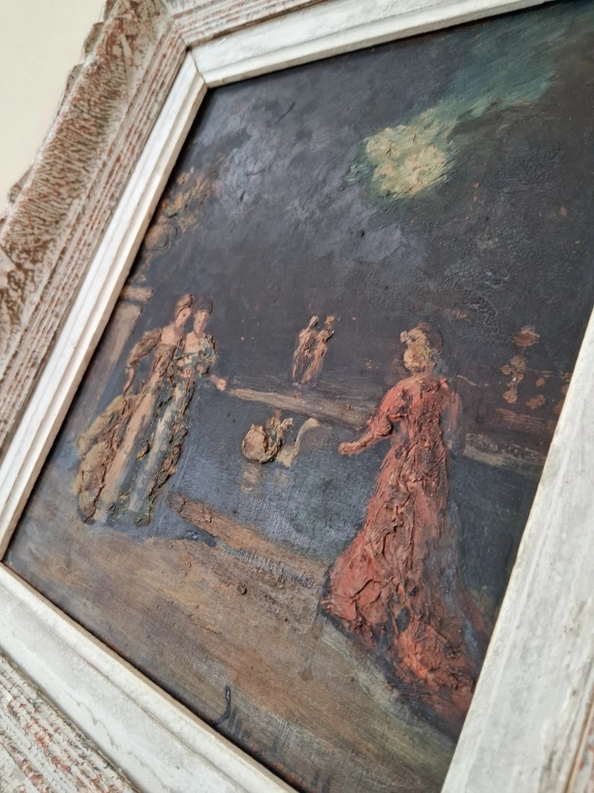 ADOLPHE MONTICELLI (1824-1886) | Nächtlicher Garten mit Figuren | ORIGINAL Ölgemälde