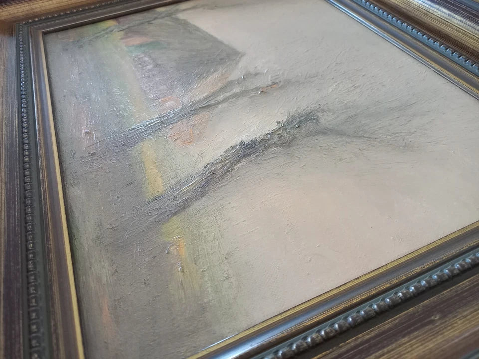 ORIGINAL Ölgemälde auf Leinwand inkl. Rahmen | Reetdachhaus / Nebel / Ostfriesland | Signiert