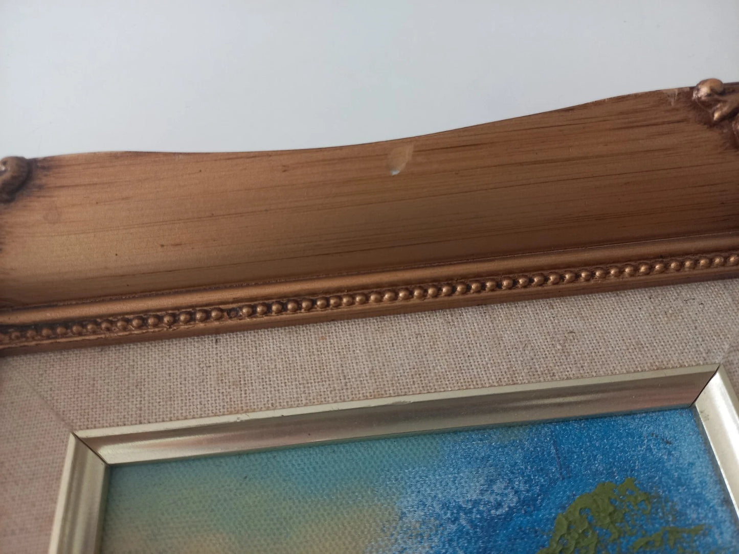 ORIGINAL Ölgemälde auf Leinwand inkl. Rahmen | Berglandschaft / Natur / Fluss | 23x20 cm